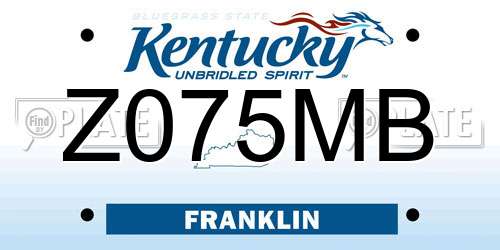 Z075MB Kentucky License Plate