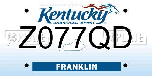 Z077QD Kentucky License Plate