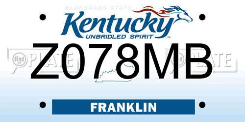 Z078MB Kentucky License Plate