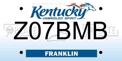 Z07BMB Kentucky License Plate