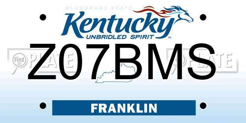 Z07BMS Kentucky License Plate