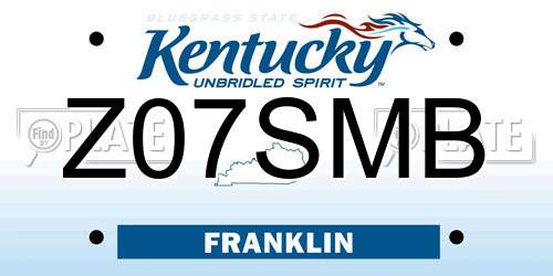 Z07SMB Kentucky License Plate