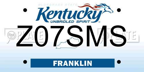 Z07SMS Kentucky License Plate