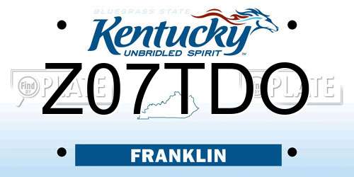 Z07TDO Kentucky License Plate