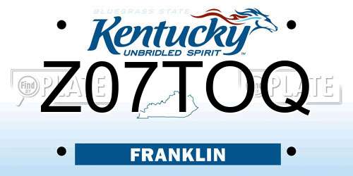 Z07TOQ Kentucky License Plate