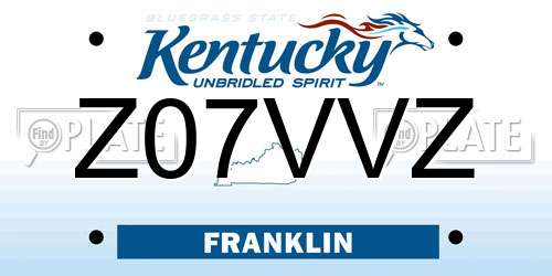 Z07VVZ Kentucky License Plate