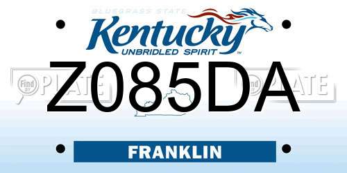 Z085DA Kentucky License Plate