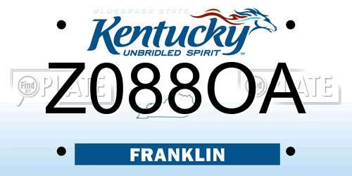Z088OA Kentucky License Plate