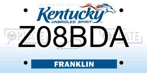 Z08BDA Kentucky License Plate