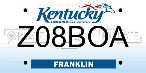 Z08BOA Kentucky License Plate