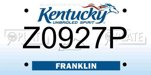 Z0927P Kentucky License Plate