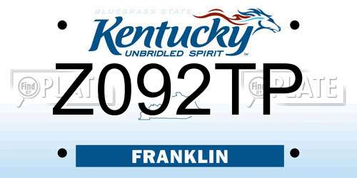 Z092TP Kentucky License Plate