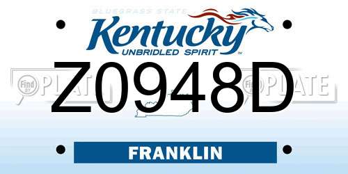 Z0948D Kentucky License Plate