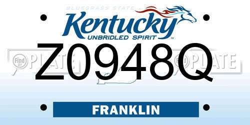 Z0948Q Kentucky License Plate