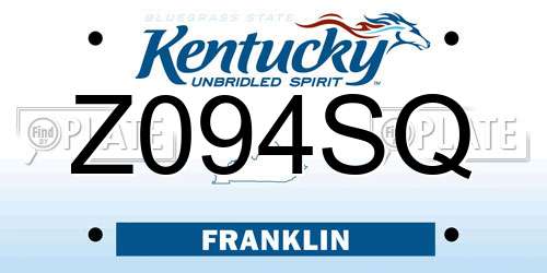 Z094SQ Kentucky License Plate