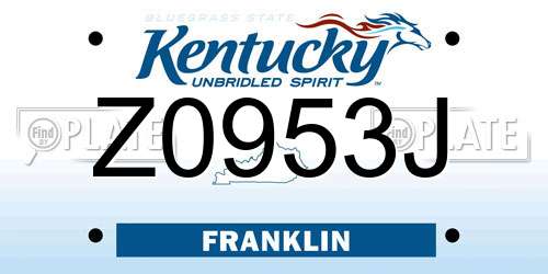 Z0953J Kentucky License Plate