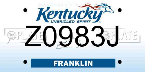 Z0983J Kentucky License Plate
