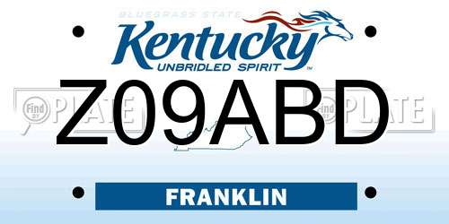 Z09ABD Kentucky License Plate