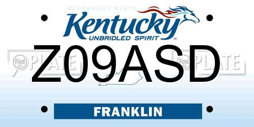 Z09ASD Kentucky License Plate
