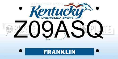Z09ASQ Kentucky License Plate