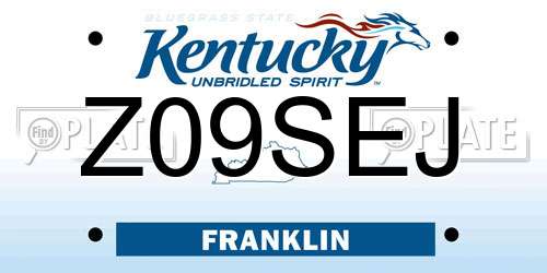 Z09SEJ Kentucky License Plate