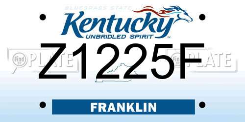 Z1225F Kentucky License Plate