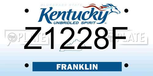Z1228F Kentucky License Plate