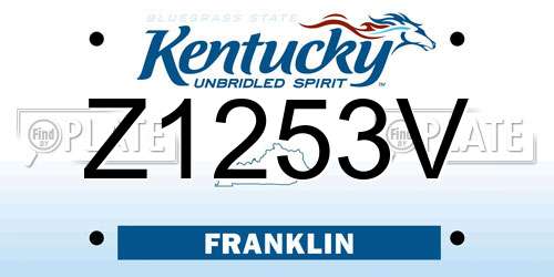 Z1253V Kentucky License Plate