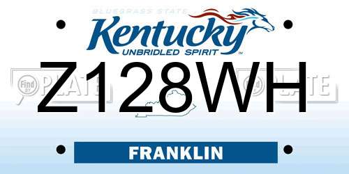Z128WH Kentucky License Plate