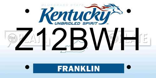 Z12BWH Kentucky License Plate