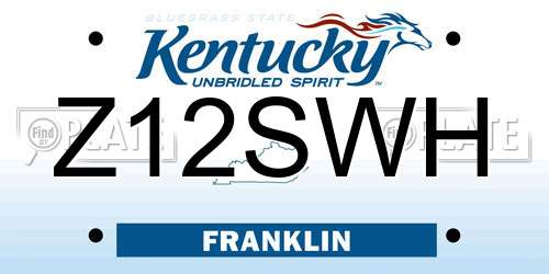 Z12SWH Kentucky License Plate
