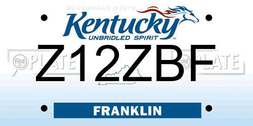 Z12ZBF Kentucky License Plate
