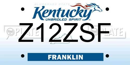 Z12ZSF Kentucky License Plate