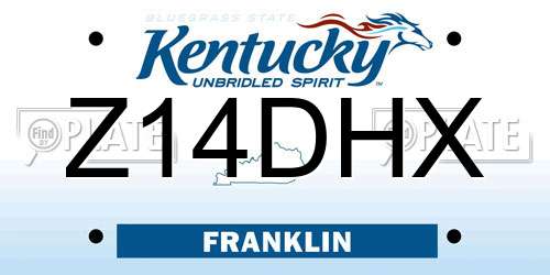 Z14DHX Kentucky License Plate