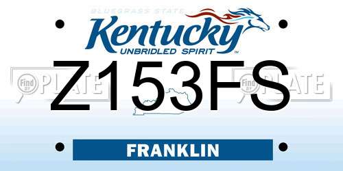 Z153FS Kentucky License Plate