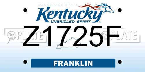 Z1725F Kentucky License Plate