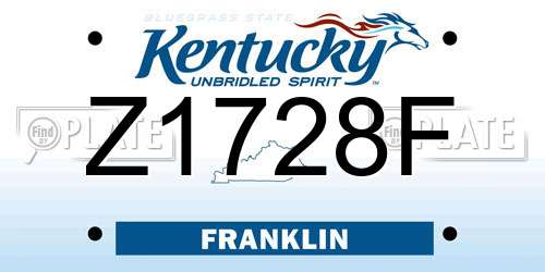 Z1728F Kentucky License Plate