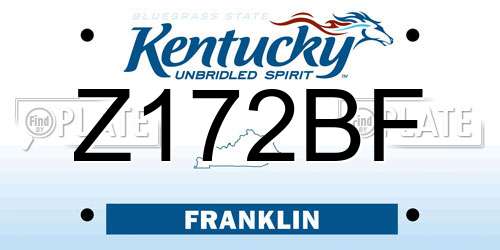 Z172BF Kentucky License Plate