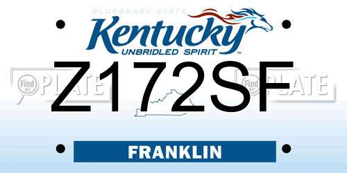 Z172SF Kentucky License Plate