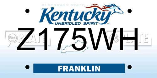 Z175WH Kentucky License Plate