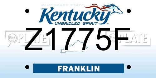 Z1775F Kentucky License Plate