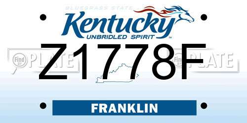 Z1778F Kentucky License Plate