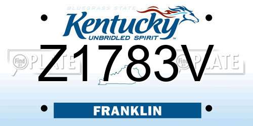 Z1783V Kentucky License Plate