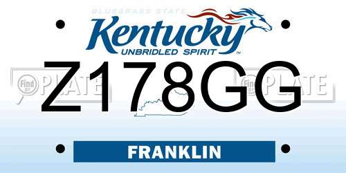 Z178GG Kentucky License Plate