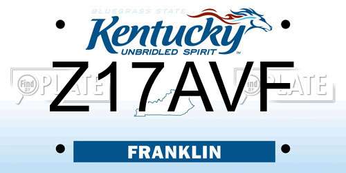 Z17AVF Kentucky License Plate