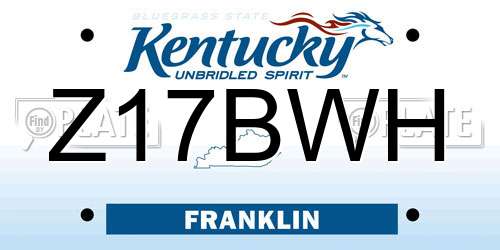 Z17BWH Kentucky License Plate