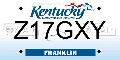 Z17GXY Kentucky License Plate