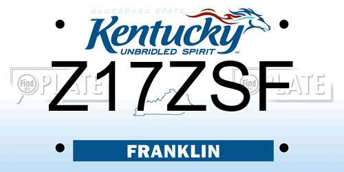 Z17ZSF Kentucky License Plate