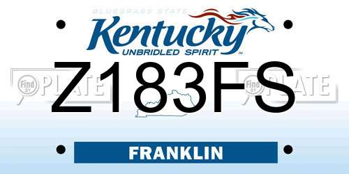 Z183FS Kentucky License Plate