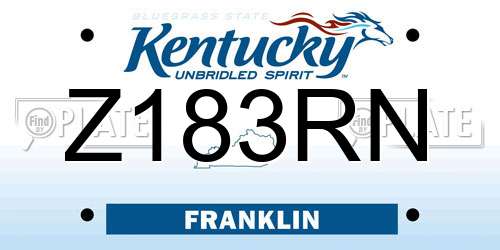 Z183RN Kentucky License Plate
